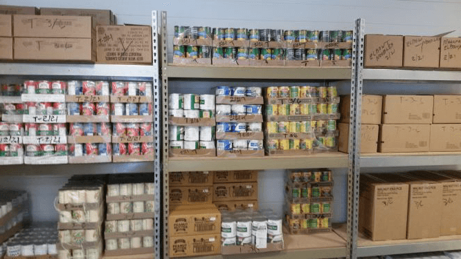 Canned food at the local food donation center - Fishes & Loaves Food Pantry in Jackson County